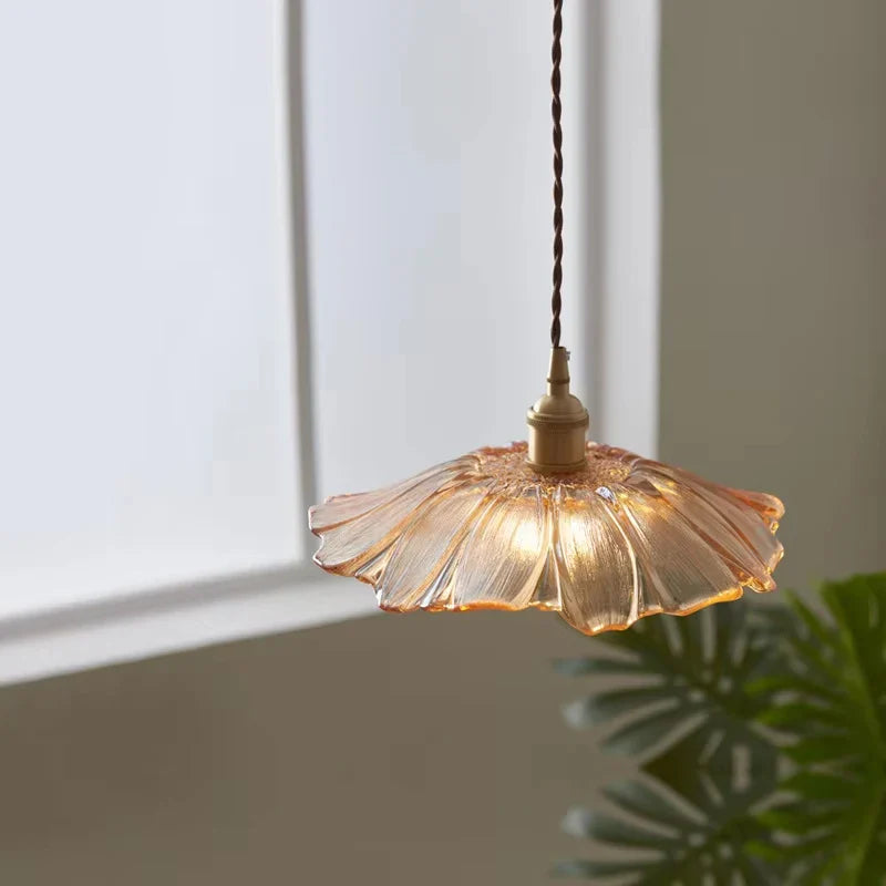 Vintage Flower Glass Pendant Light Fixture