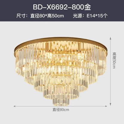 Decorbites™ Kristall Gold Schwarz LED Kronleuchter - Mehrstöckige moderne runde Pendelleuchte