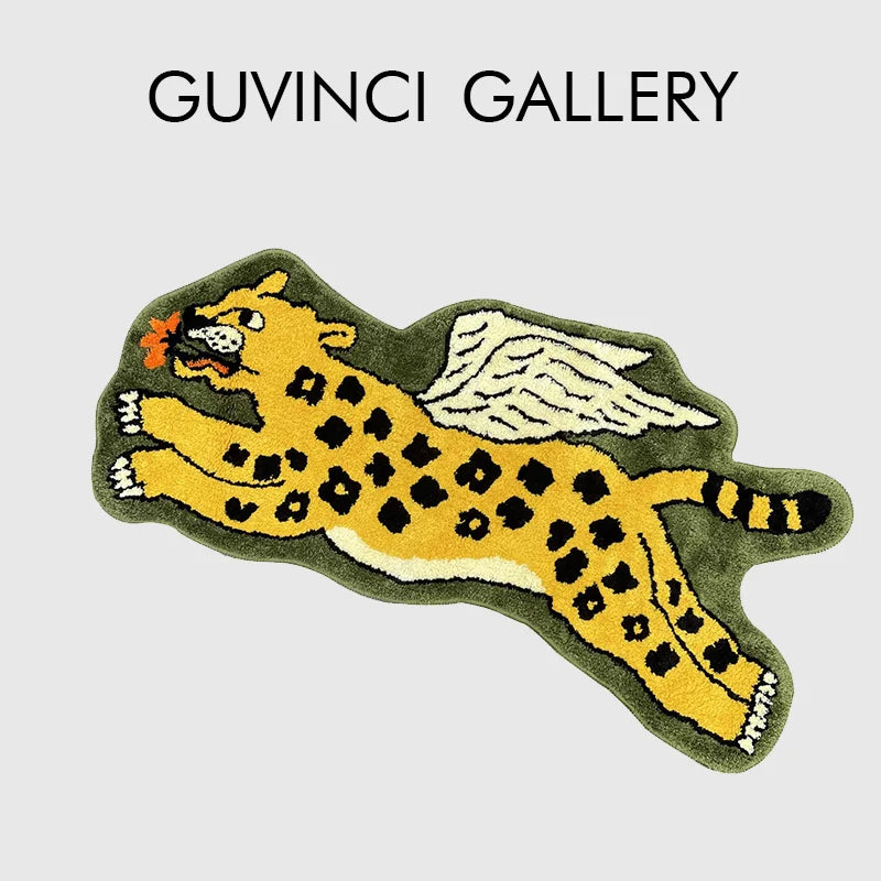 Decorbites™ Flying Tiger Leopard Handgeknüpfter Teppich 50x100 cm Luxuriöser Tiergeformter Teppich