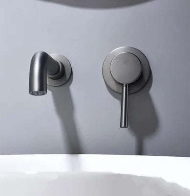 Gold Brass In-Wall Basin Faucet Mixer