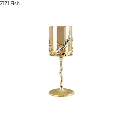 Decorbites™ Goldene Äste Kerzenhalter Metall Glas Kerzenständer Duftbehälter