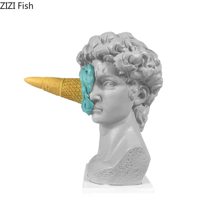 DecorBites™ Ice Cream David Statue Myth Character Resin Ornament Desk Sculpture Home Decor