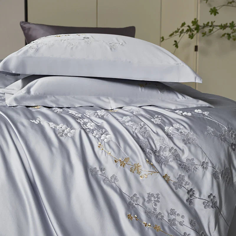 Decorbites™ Ägyptische Baumwoll-Blumenstickerei-Bettwäsche-Set 6-teilig Heimtextilien