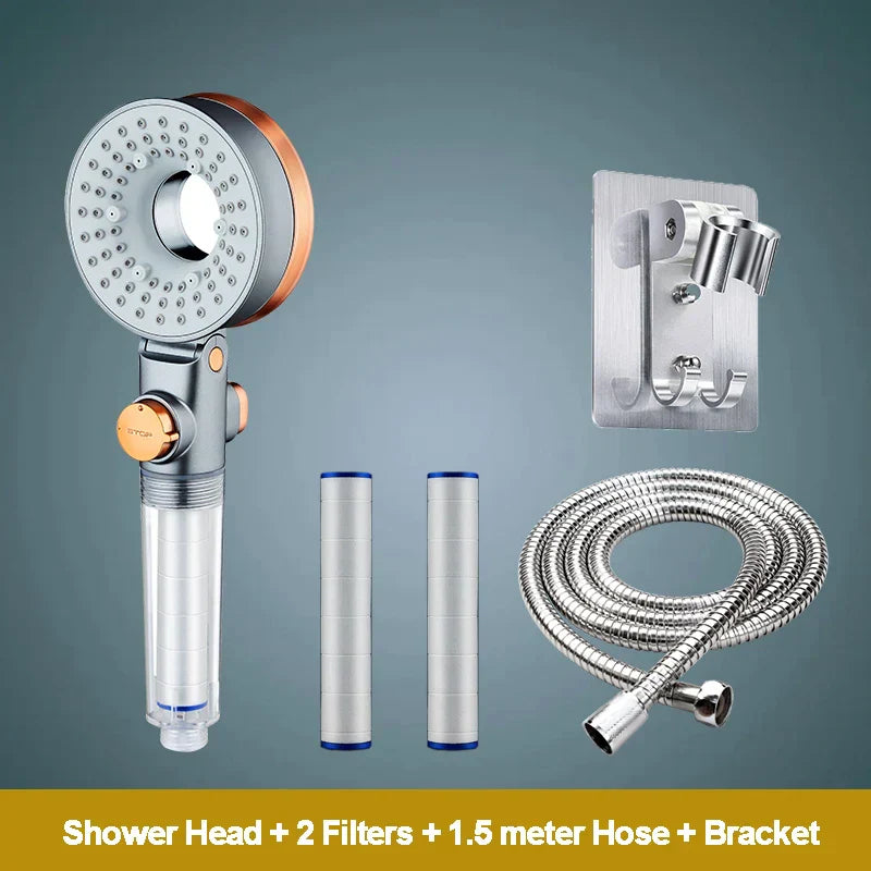 Decorbites™ Duschkopf beidseitig 3 Strahlarten wassersparend filternd rund Regendusche