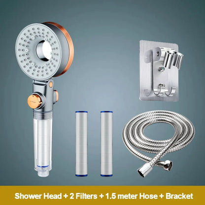 Decorbites™ Duschkopf mit doppelter Seite, 3 Strahlarten und wassersparender Filterung
