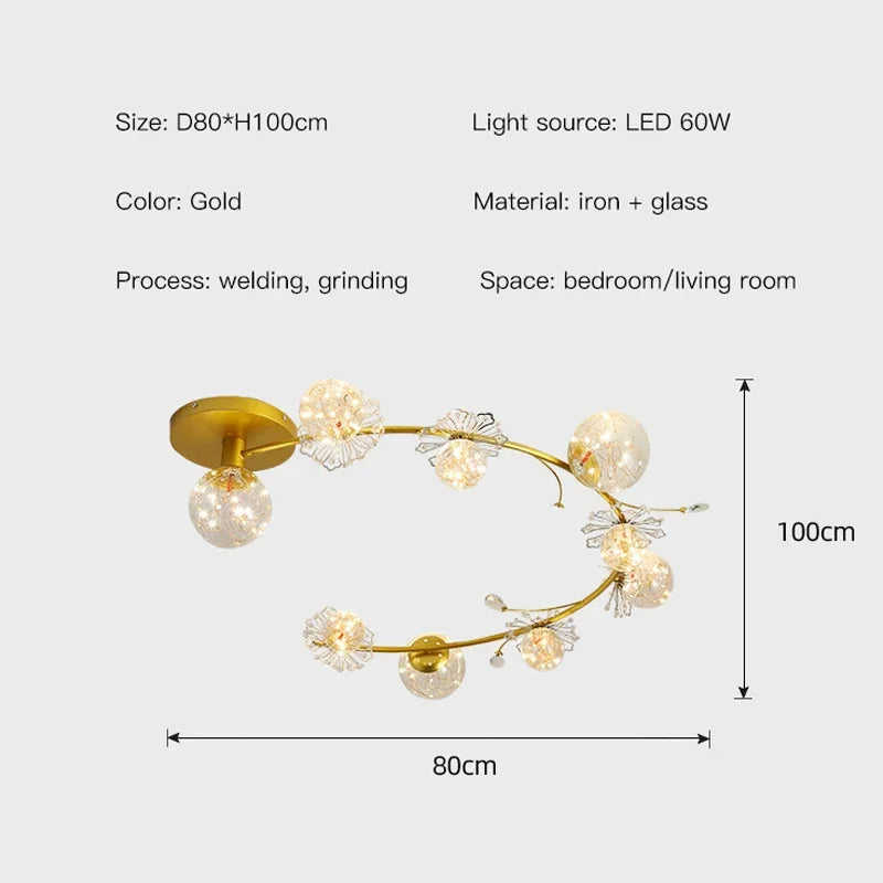 Gold Crystal Glass Ball Chandelier