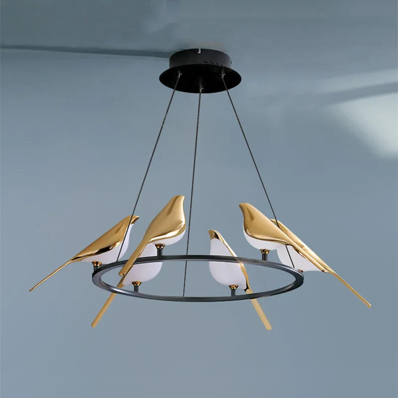 Decorbites™ Goldener Elster-Vogel-Deckenleuchter: Moderne Innenraumbeleuchtung für Wohn-, Ess- und Küchenbereich