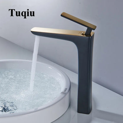 Decorbites™ Waschtischarmatur: Schwarz/Weiß Messing-Mischbatterie, Badezimmer-Waschbecken-Wasserhahn, Warm & Kalt.