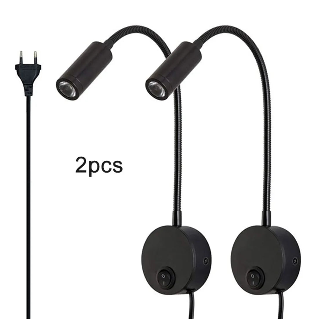 DecorBites™ LED Wall Lamp Set: 2pcs 3W 4000K Plug-in Bedside Sconces for Reading Headboard.