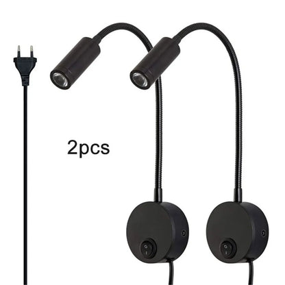 DecorBites™ LED Wall Lamp Set: 2pcs 3W 4000K Plug-in Bedside Sconces for Reading Headboard.