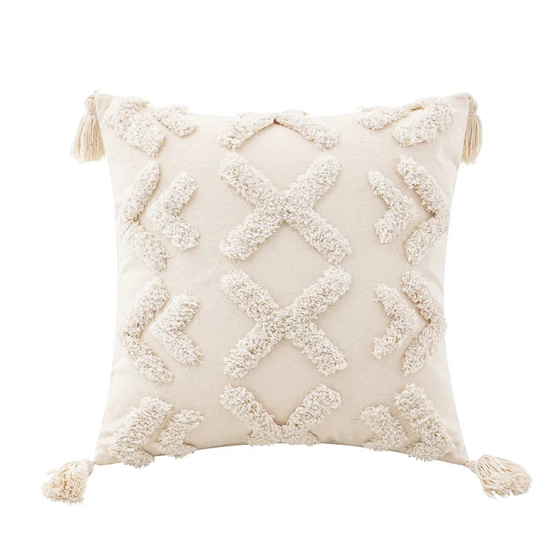 Decorbites™ Geometrisches Tufted-Kissenbezug Beige Patchwork-Kissenbezüge Wabi-Sabi-Stil