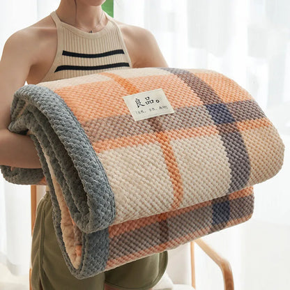 Decorbites™ Japanisches Gestreiftes Korallenflausch-Decke: Warme Sofabezug, Büroschlaf-Shawl, Für Alle Jahreszeiten