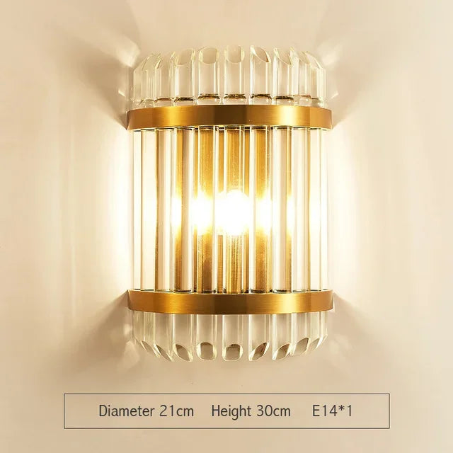 DecorBites™ Gold Crystal Wall Lights: Elegant LED Sconce for Bedroom, Living Room & Bathroom
