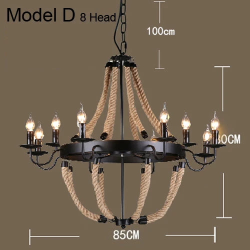 Decorbites™ Industrielles Hanfseil-Hängeleuchte mit Eisenlampenschirm