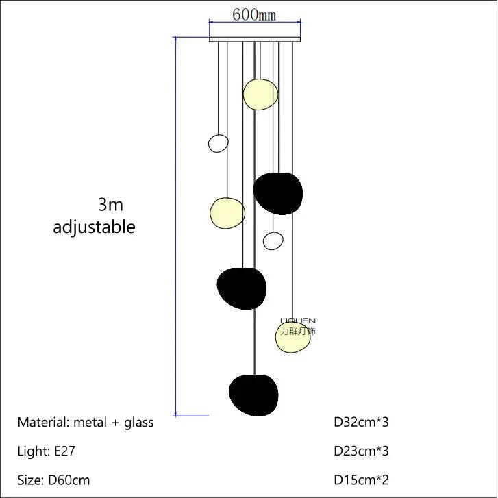 Decorbites™ Pflasterstein-Glas-LED-Pendelleuchten-Kronleuchter für Villa Hotel Loft Treppenhaus