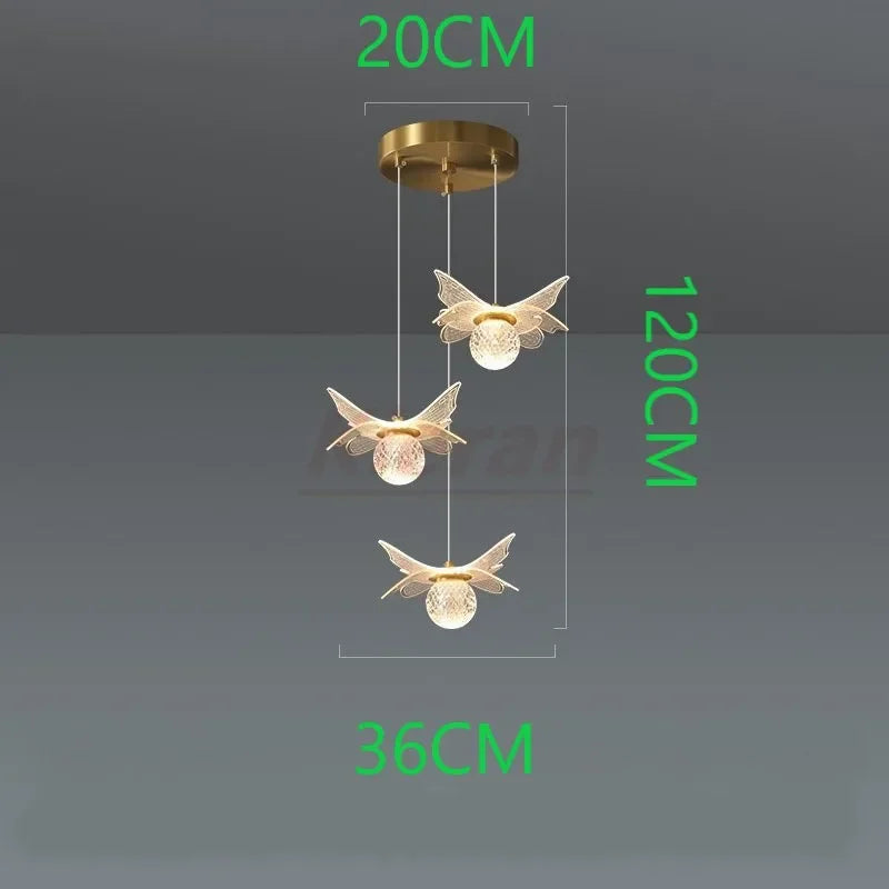 Decorbites™ Schmetterlings-LED-Kronleuchter Kupfer-Hängeleuchte für Schlafzimmer und Wohnzimmerdekoration