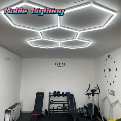 DecorBites™ Hexagon LED Ceiling Light for Barbershop and Garage Hair Salon