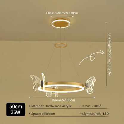 Decorbites™ Gold-Schmetterling-Kristall-Leuchter-Hängeampel für elegante Wohnzimmer- und Restaurantdekoration