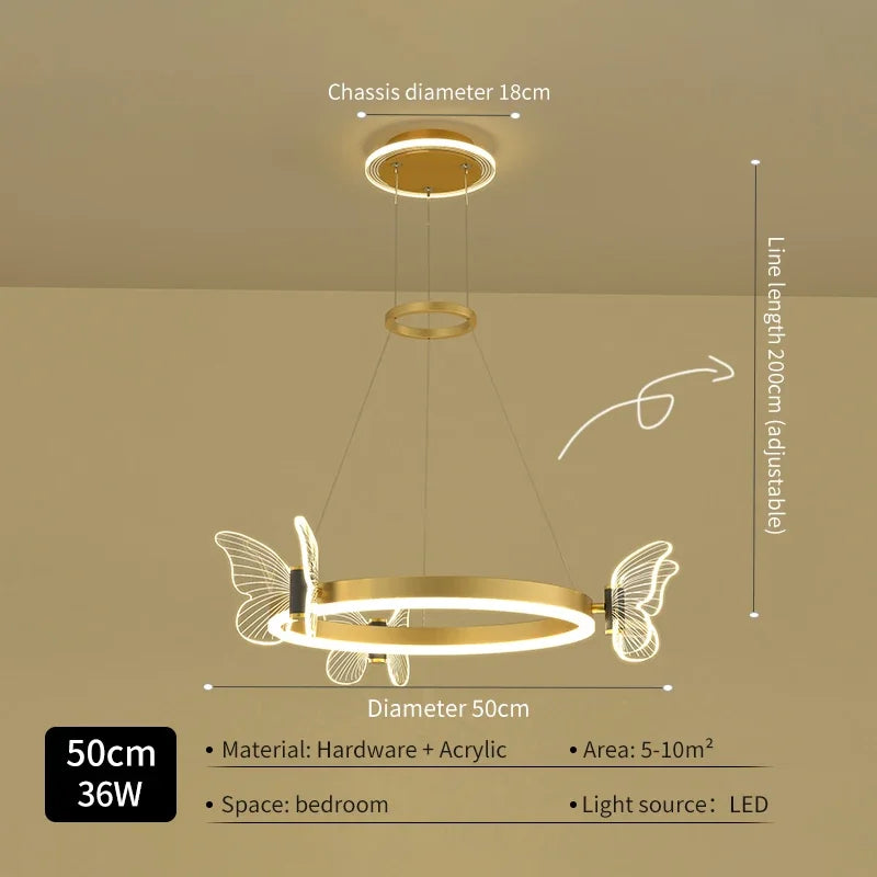 Gold Butterfly Crystal Chandelier For Living Room