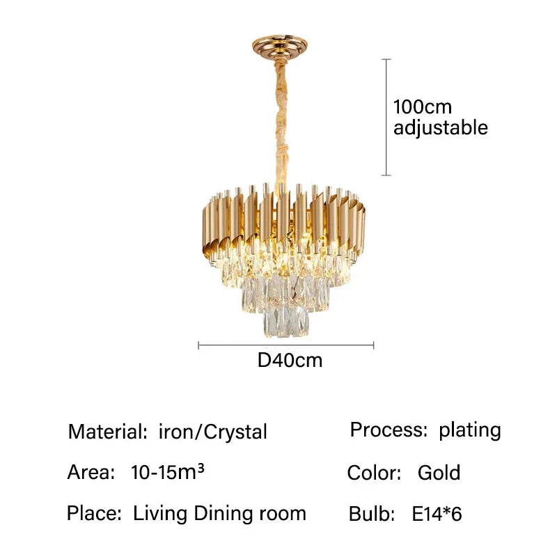 DecorBites™ Crystal LED Pendant Chandelier: Modern Luxury Living Room Dining Lighting Fixture