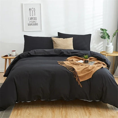 Decorbites™ Baumwoll-Wäsche-Set 4-teilig Doppel Queen Uni-Farbendecke Bezug Flaches Bettlaken