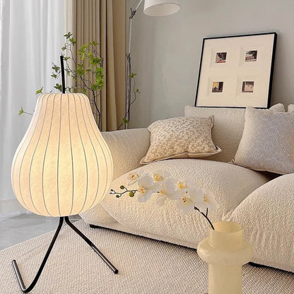 Decorbites™ Japanische Seidenstehlampe: Wabi Sabi LED-Stofflampe für Wohnzimmer & Schlafzimmer