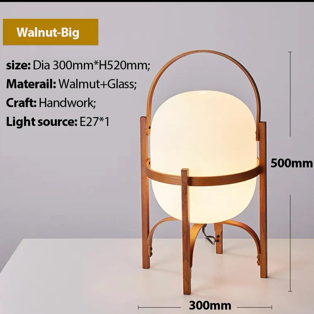 Wood Frame Glass Lamp