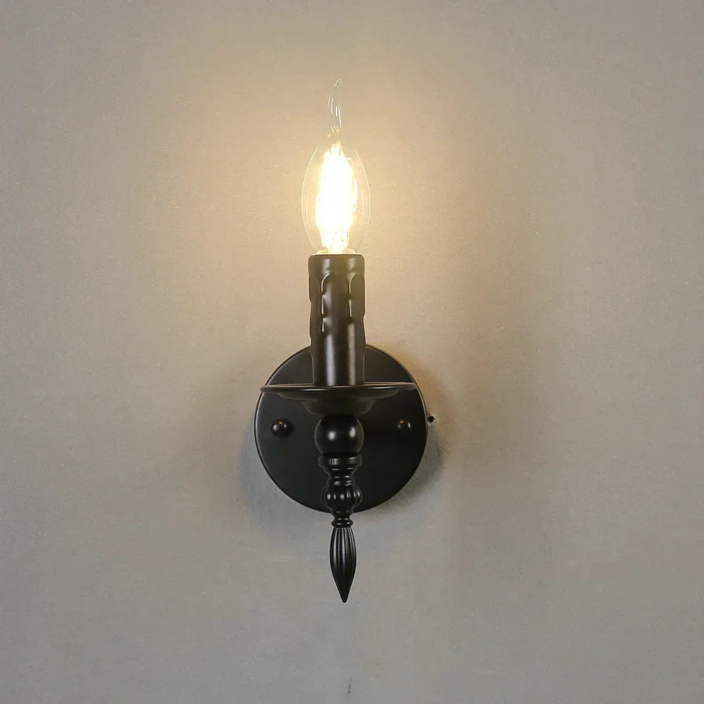 Decorbites™ Eisenkunst-Wandlampe: Retro-Schwarze Kerzen-LED-Wandleuchten für Wohnzimmer, Nachttisch & Flur