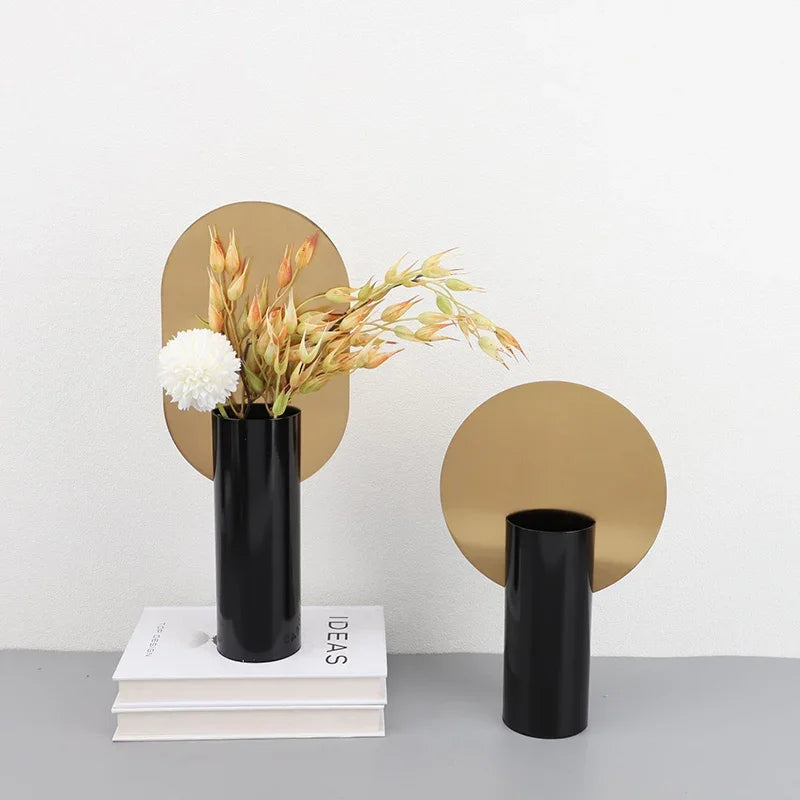 Decorbites™ Geometrische Zylinder-Vase mit Kunstblumen – Modernes Wohnaccessoire