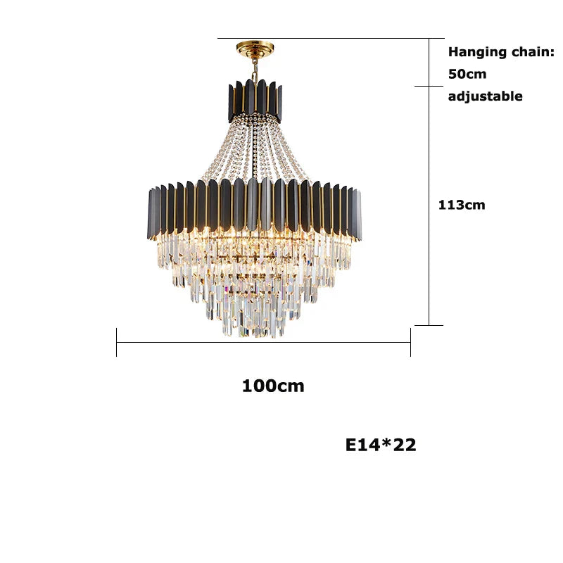 Decorbites™ Kristall-LED-Kronleuchter in Schwarz-Gold-Finish für das Esszimmer