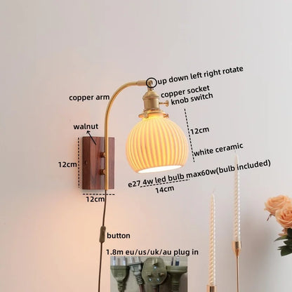 DecorBites™ Glass Copper LED Wall Lights Modern Bedside Lamp for Bedroom Living Room