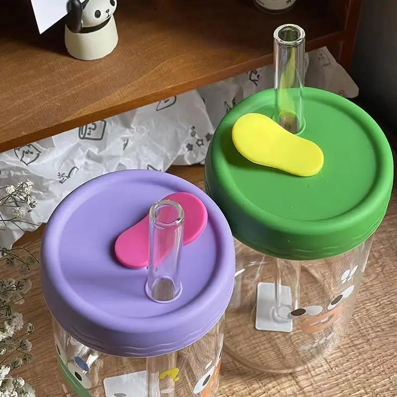 Glass Cartoon Bubble Tea Cup