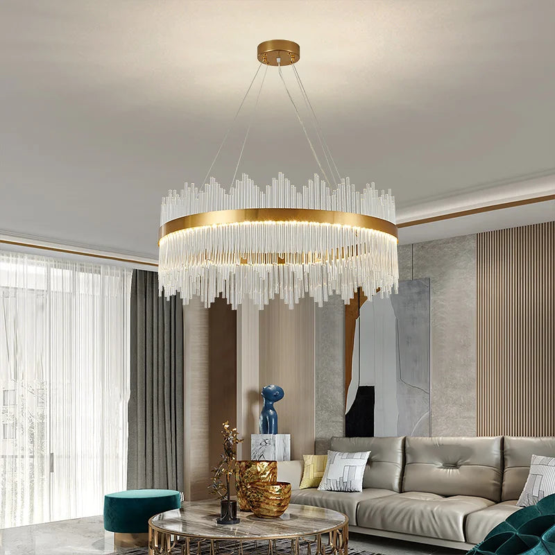 Decorbites™ Kristallstab-Runde Kronleuchter: Modernes nordisches Licht für Wohnzimmer, Schlafzimmer, Esszimmer, Küche