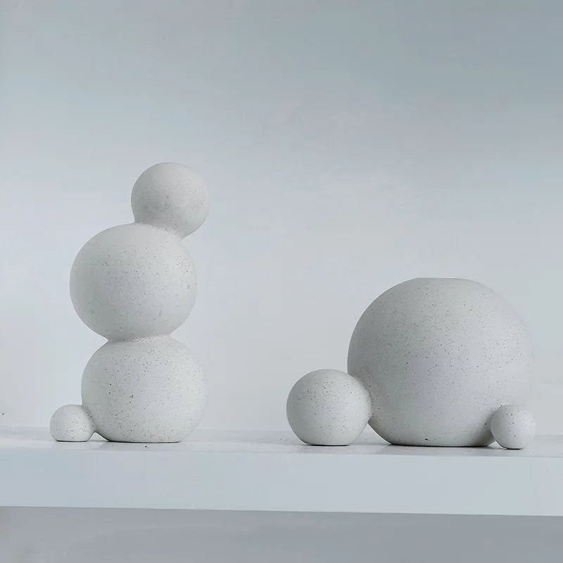 Decorbites™ Geometrische Keramik-Handwerks-Skulptur: Abstraktes kreisförmiges Desktop-Ornament für die Heimdekoration