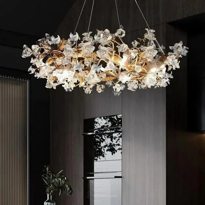 Decorbites™ Kapokblüten-Glas-Kristall-Kronleuchter für Wohnzimmer Esszimmer Schlafzimmer