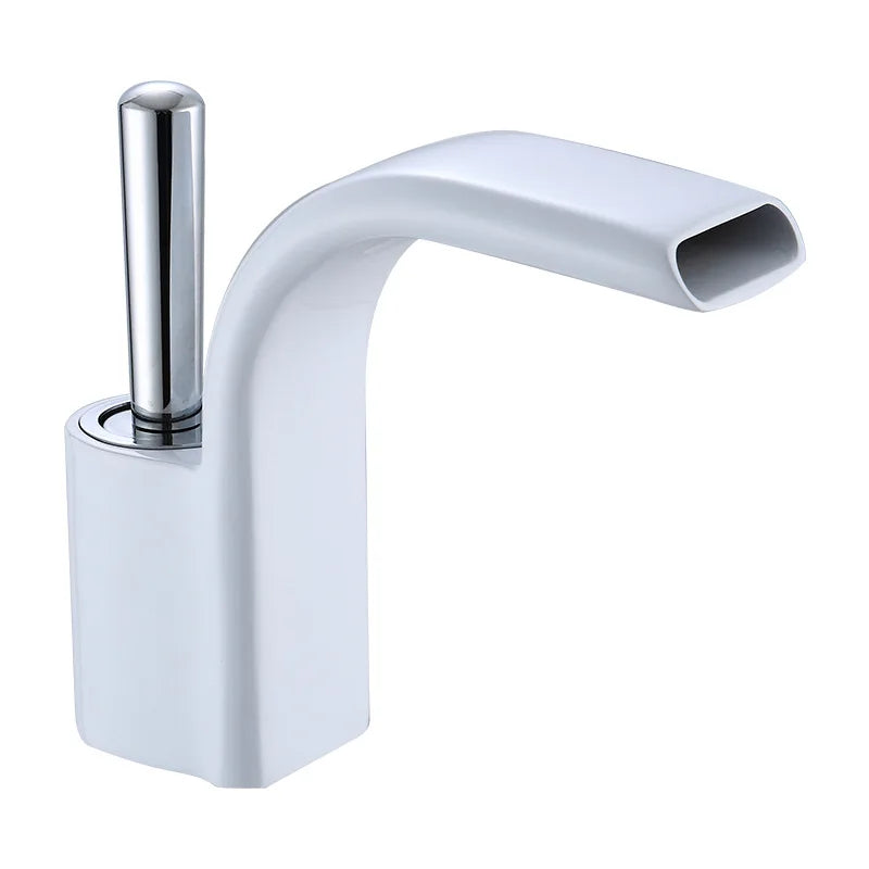 DecorBites™ Black Brass Waterfall Basin Faucet, Single Hole Hot Cold Sink Mixer Tap