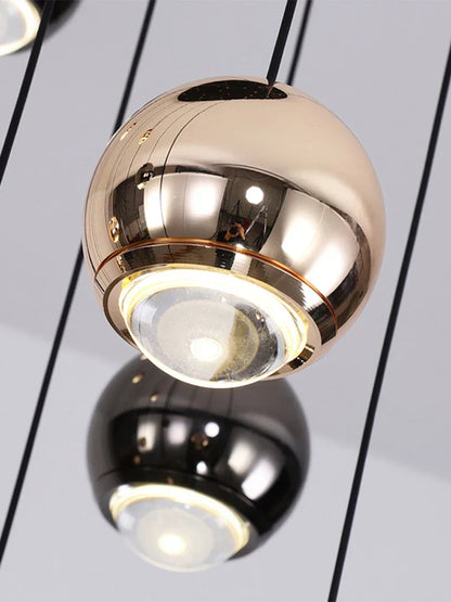 DecorBites™ Crystal Ball Pendant Light for Modern Living Room, Black & Gold Luxury Fixture