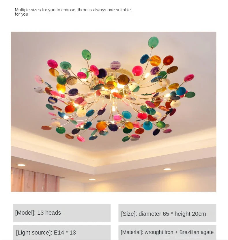 Decorbites™ Blatt-Achat-Deckenleuchte: Modernes nordisches Jade-Design für Wohnzimmer, Restaurant, Schlafzimmer