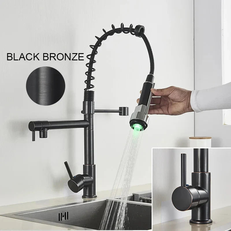 Brushed Nickel Kitchen Faucet Pull-Down Swivel