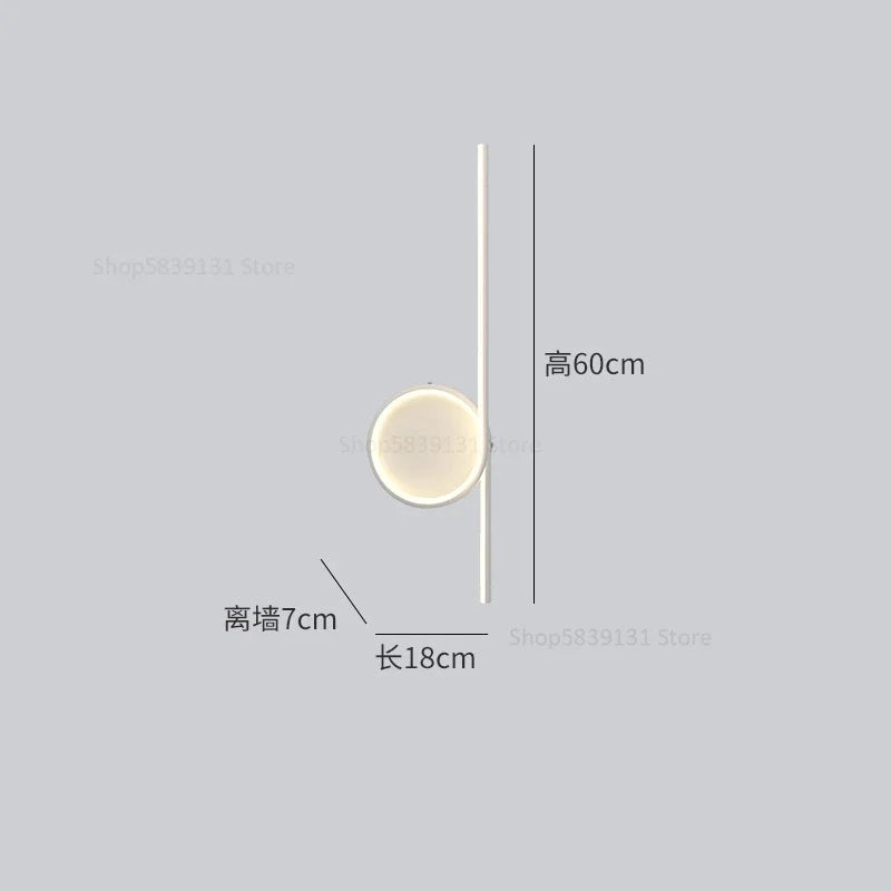 Decorbites™ Kreis Gerade Stange Wandlampe | Moderne Nordische LED Schlafzimmer Wohnzimmer Dekoration