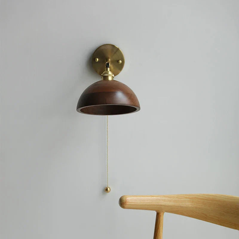 Decorbites™ LED Wandleuchte aus Walnussholz mit Zugschalter Moderner japanischer Stil Spiegelleuchte