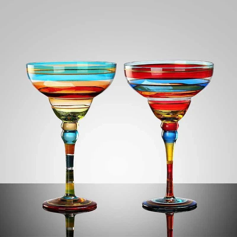 Decorbites™ Handgefertigtes Buntes Set Margarita-Weingläser für Hausbar, Hochzeitsfeier Trinkgeschirr