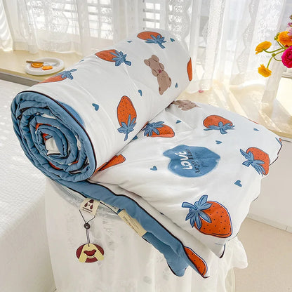 DecorBites™ Double Layered Soya Fibre Filling Quilt: Soft, Breathable, Grade A Maternal and Child Comforter