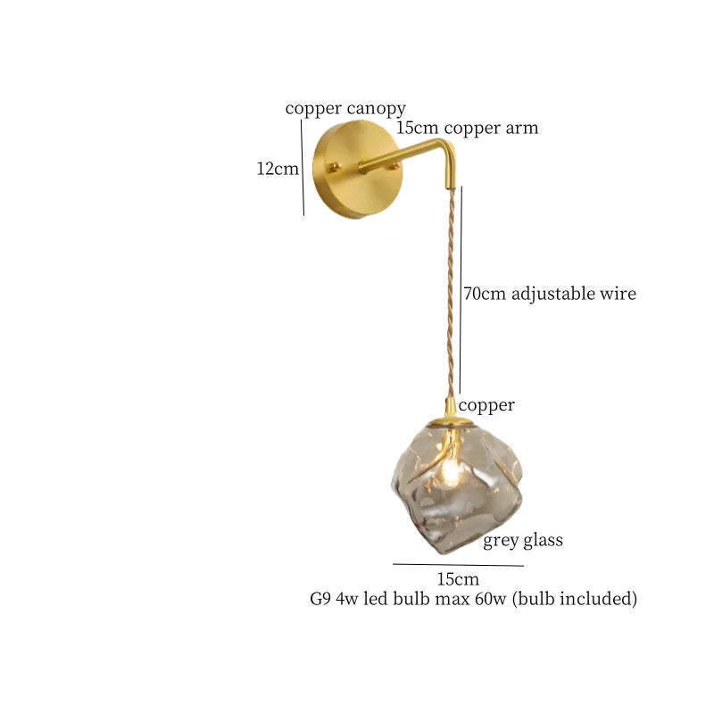 Brass Ice Glass Wall Sconce