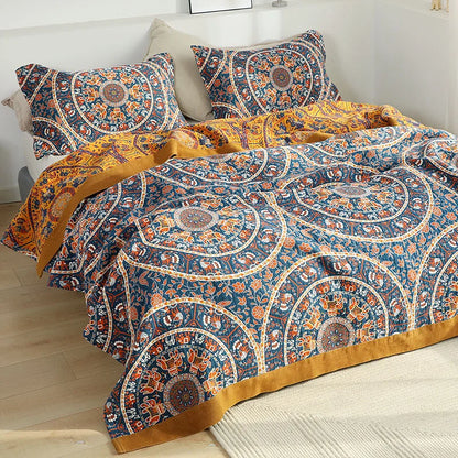 Decorbites™ Baumwolldecke für Picknick/Bettdecke - Doppelbett 150 Blumen Blau, hochwertige Kissenbezüge