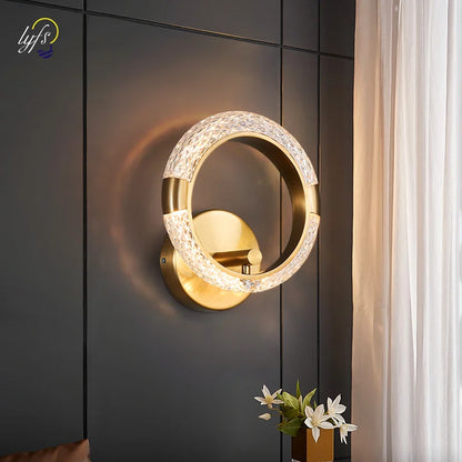 DecorBites™ Crystal Nordic Wall Sconce for Home Decoration, Bedside Bedroom Lamp