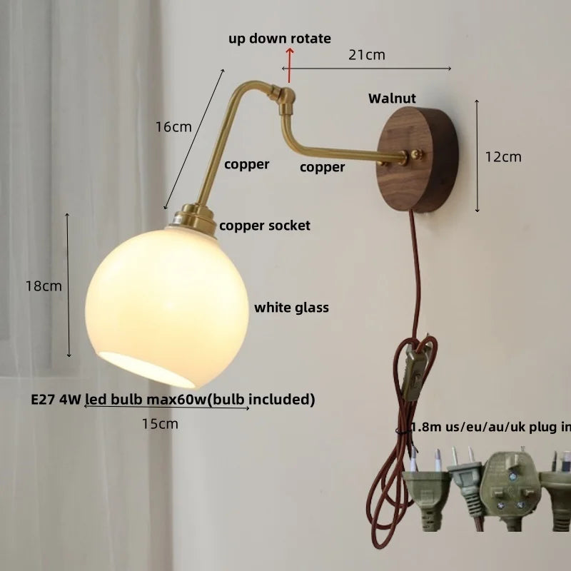 Decorbites™ LED Wandlampen mit Zugschalter Nachttischlampe Bernstein-Glas Moderne Treppenbeleuchtung