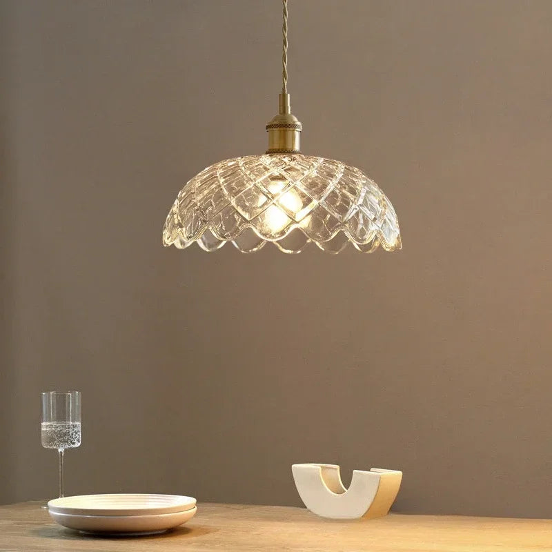 Retro Floral Glass Pendant Light