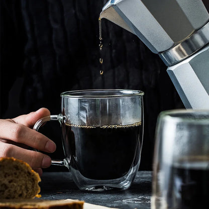 Decorbites™ Doppelwandige Borosilikatglas-Tasse hitzebeständiger Tee-Kaffee-Becher
