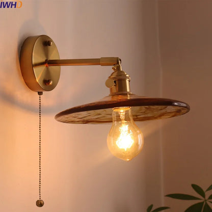 Decorbites™ Japanischer Stil LED Wandlampen Wohnzimmer Couch Balkon Treppenlicht Kupfer Glas
